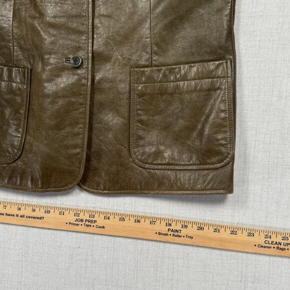 GAP Leather Blazer Brown Long Sleeve Button-Front Jacket Pockets Lined Size XL - Picture 11 of 12